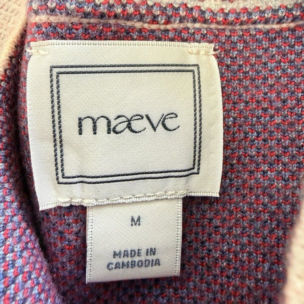 Anthropologie Maeve CARYS Mock Neck Sweater Womens Medium Cabbage White Hearts - Picture 5 of 8